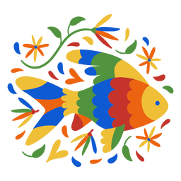 Day of the dead colorful fish flat PNG Design Transparent PNG