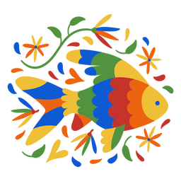 Dia de los muertos coloridos peces planos. Diseño PNG