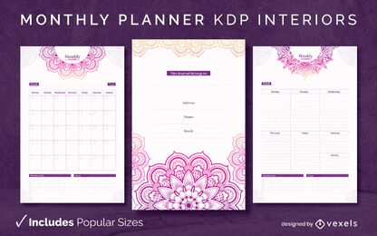 Mandala planner diary template KDP interior