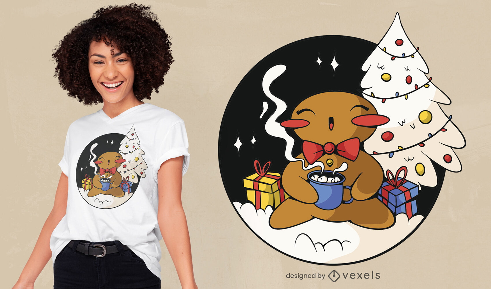 Gingerbread cookie christmas t-shirt design