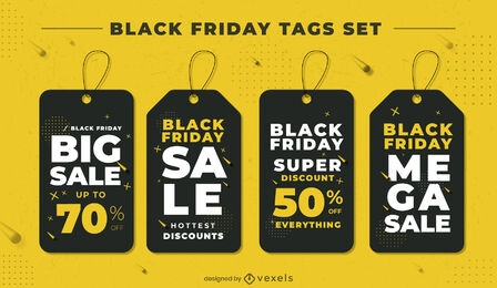 Black friday promotion event tag set