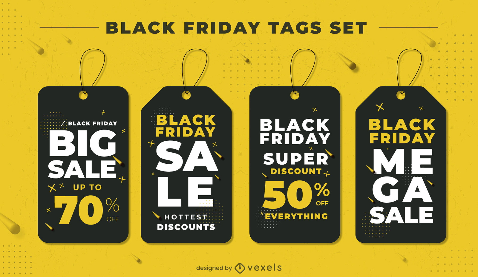 Conjunto de tags de evento de promoção Black friday