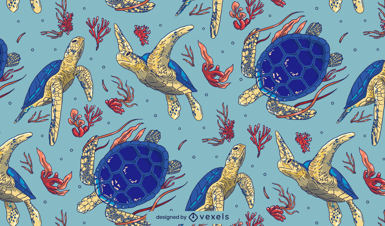 Animais de tartarugas marinhas nadando desenho padrão