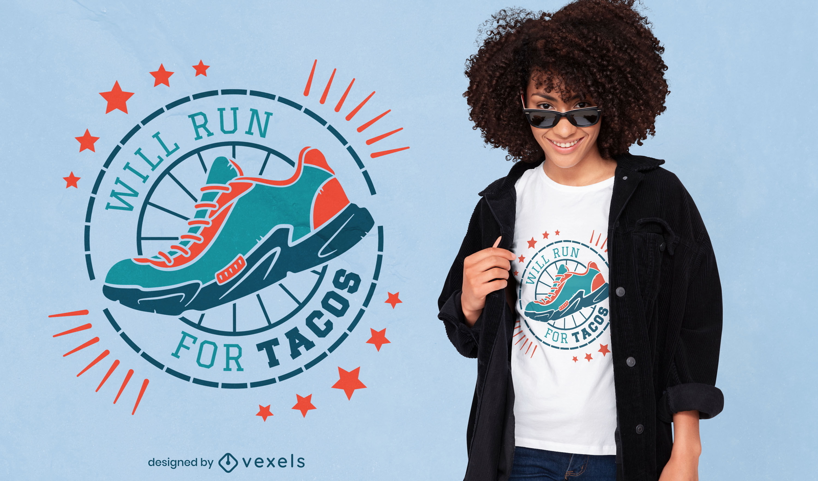 Comic-Lauf für Tacos-T-Shirt-Design