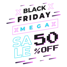 Pixel Black Friday Sale Badge PNG Design