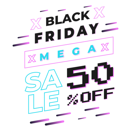 Insignia de venta de viernes negro de píxeles Diseño PNG