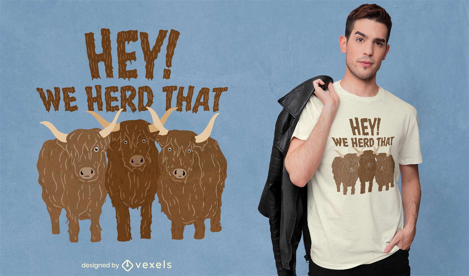 Design de t-shirt de rebanho de vacas peludas