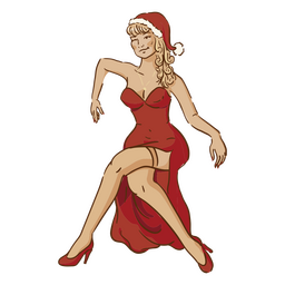 Girl with christmas dress posing PNG Design