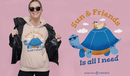Freundliches T-Shirt mit Schildkröten- und Enten-Zitat-Design