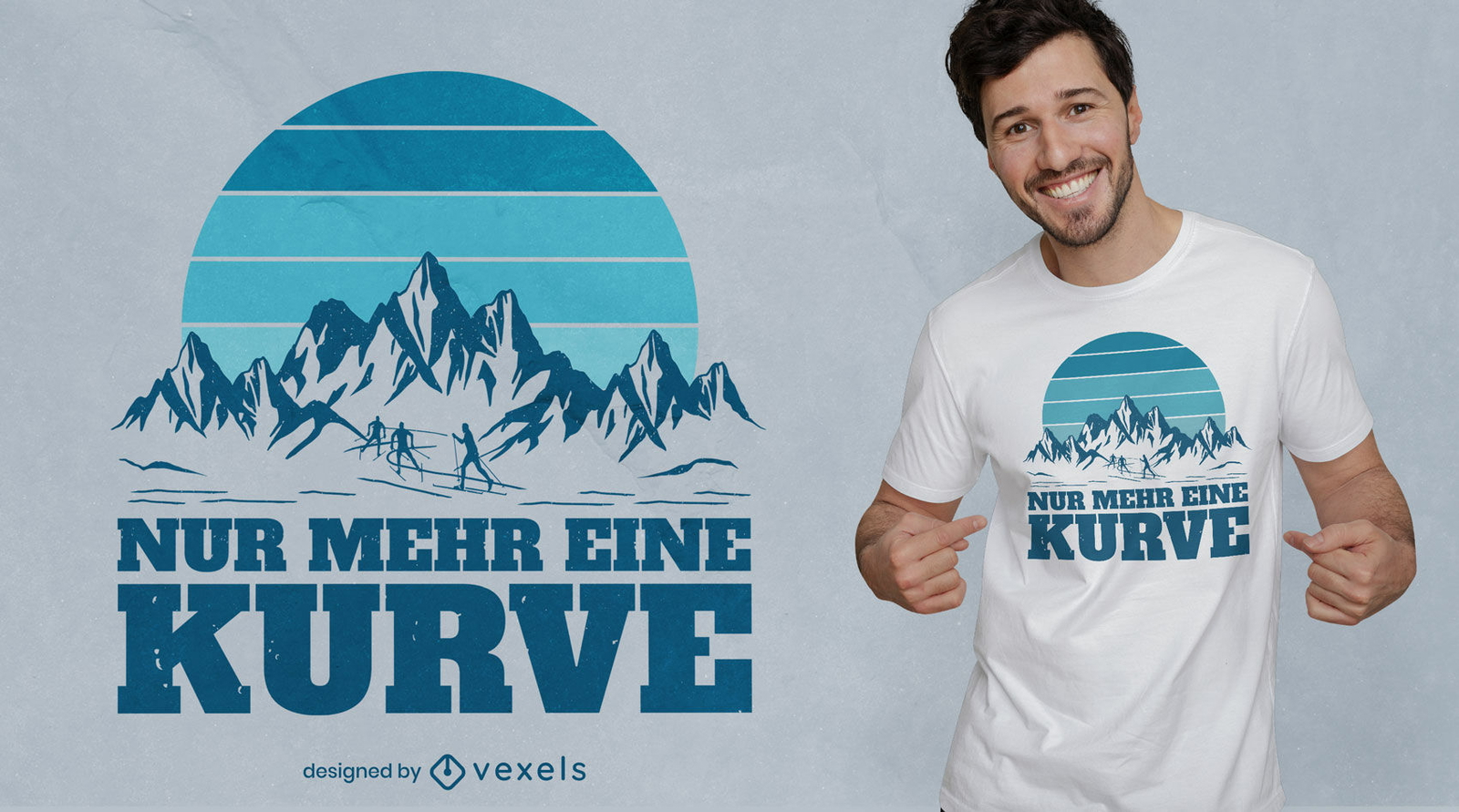 Diseño de camiseta retro de esquí fresco