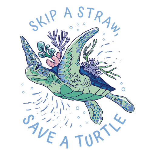 Salvar uma ilustração de citação de tartaruga Desenho PNG