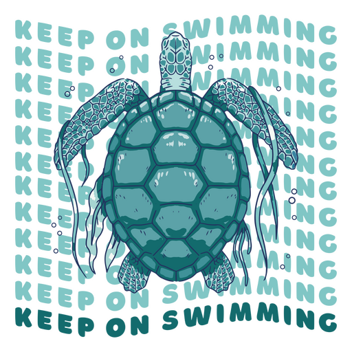 Continue a nadar ilustração de citação de tartaruga Desenho PNG