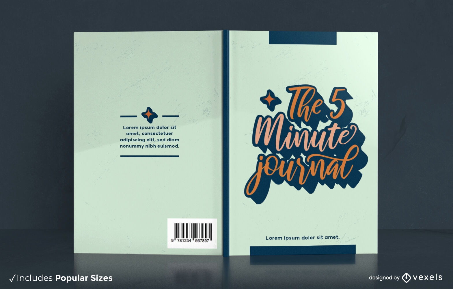 Fünf-Minuten-Schriftzug-Tagebuch-Cover-Design