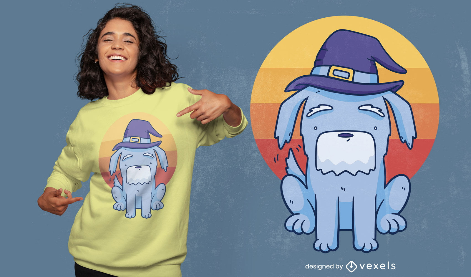 Halloween wizard dog t-shirt design