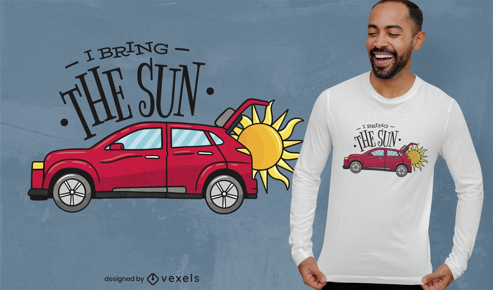 Sonne im Auto-T-Shirt-Design