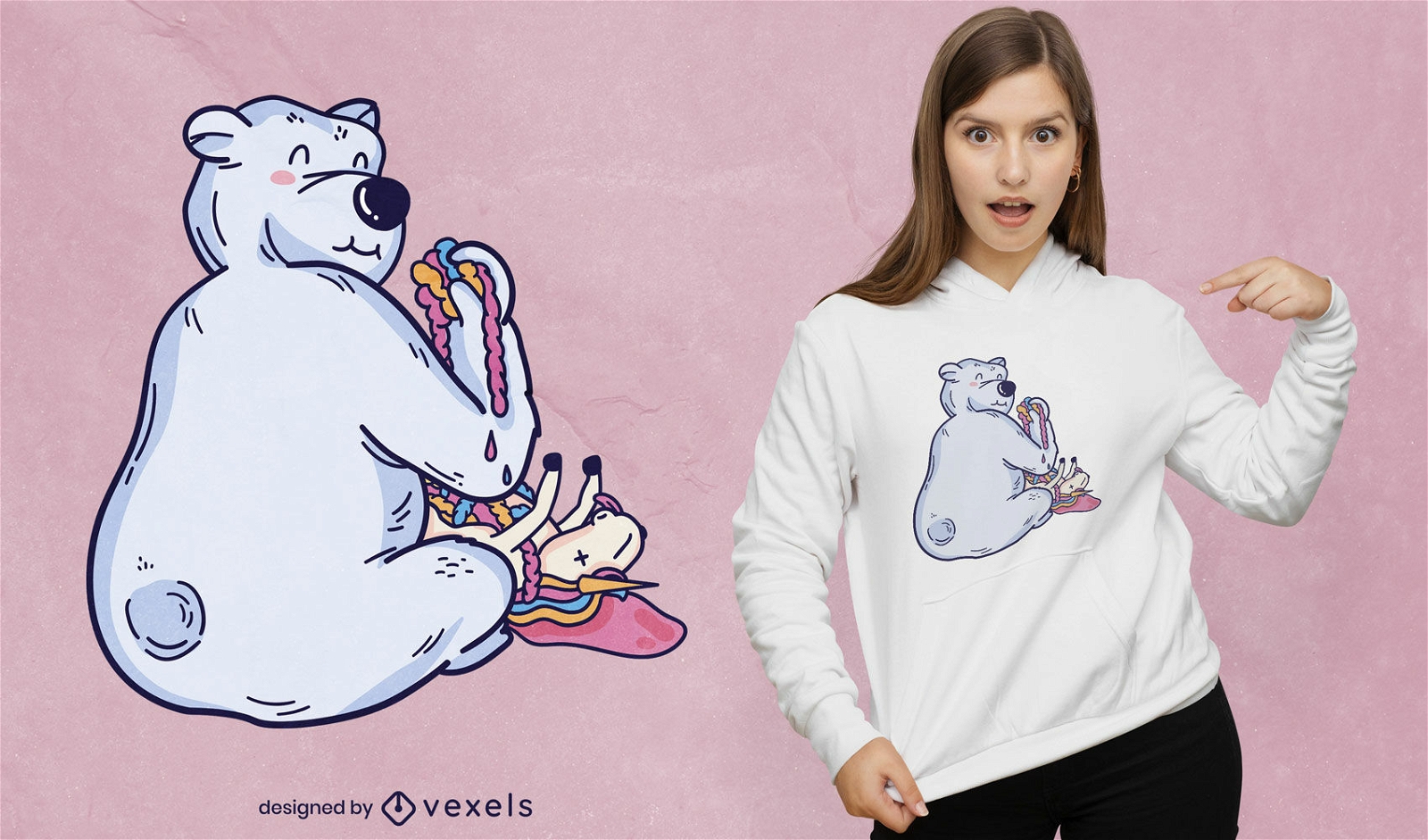 Eisbär isst Einhorn T-Shirt Design