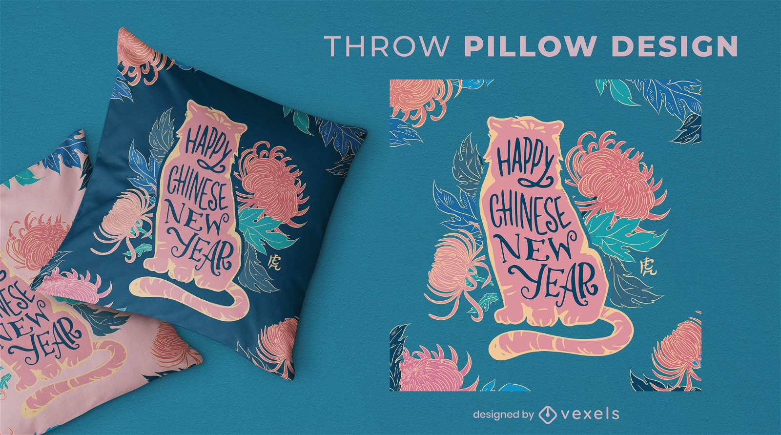 Diseño de almohada de tiro de tigre de año nuevo chino
