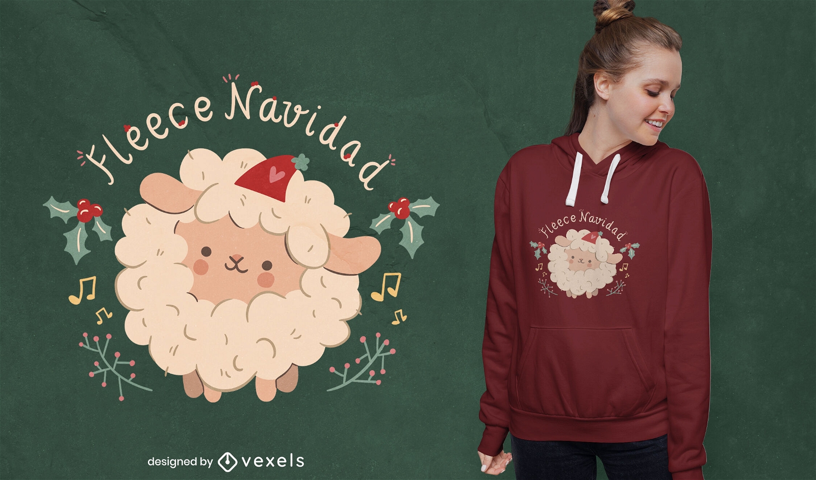 Diseño de camiseta linda oveja feliz Navidad