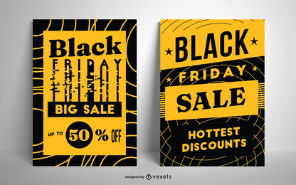 Conjunto de diseño de cartel de duotono de viernes negro