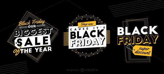 Cool Black Friday badges illustrations set