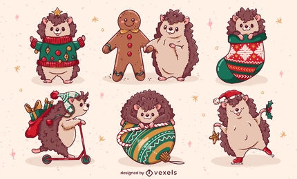 Conjunto de caracteres ouriço de Natal