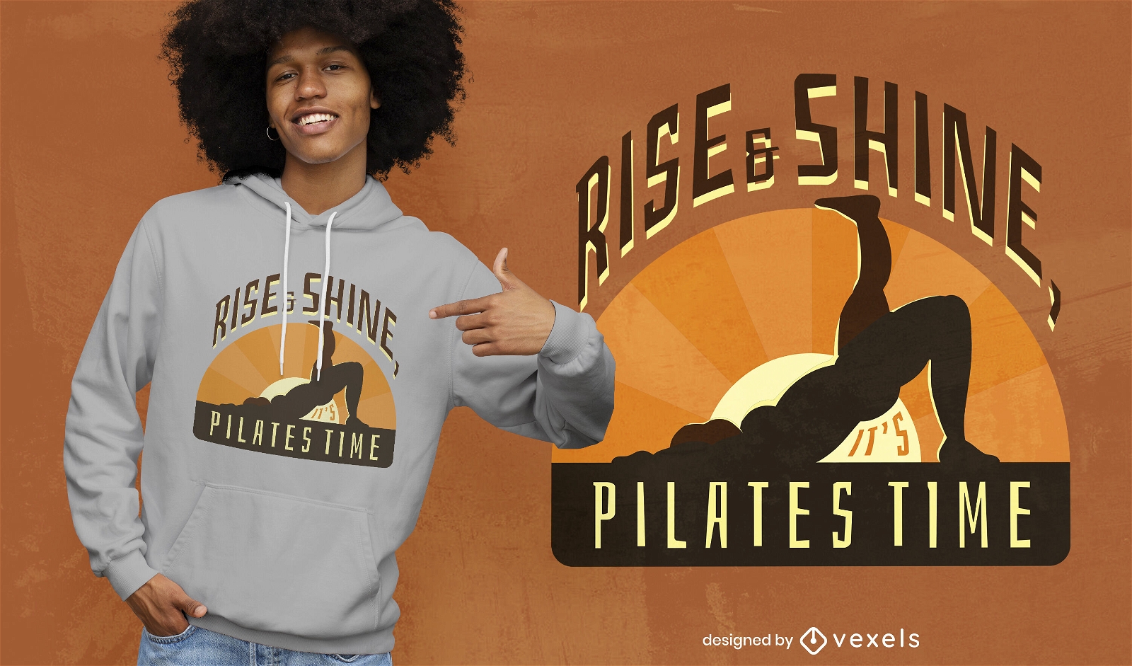 Rise & Shine Pilates Zitat T-Shirt Design