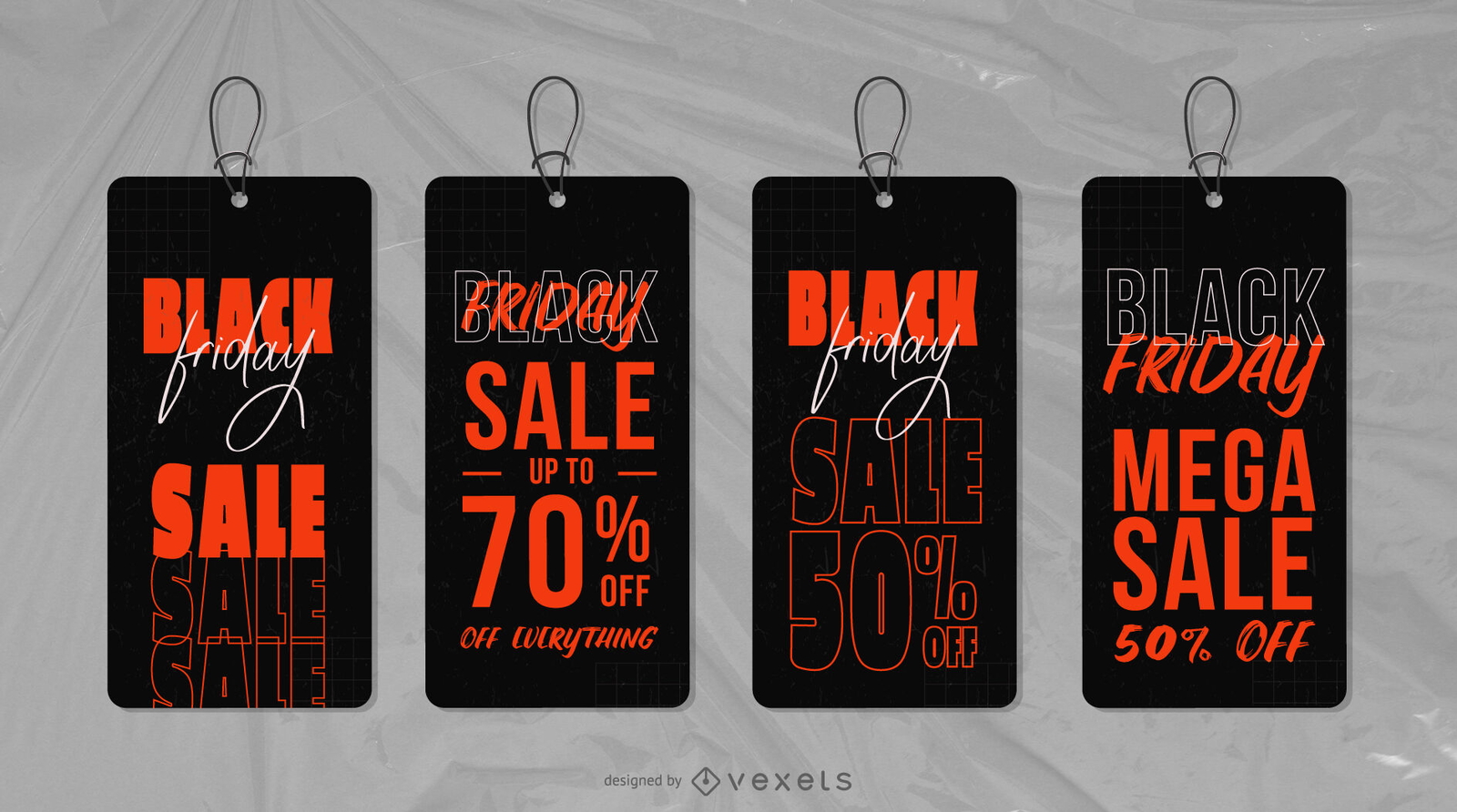 Conjunto de tags de evento de promoção Black friday