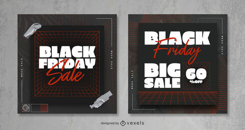 Grid black friday sale modern instagram post template