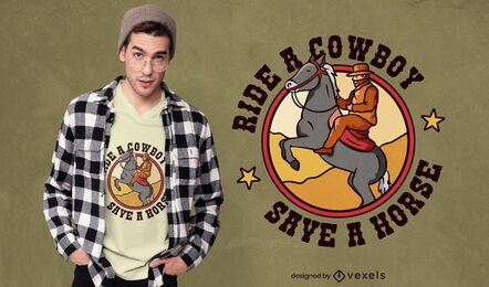 Funny ride a cowboy t-shirt design