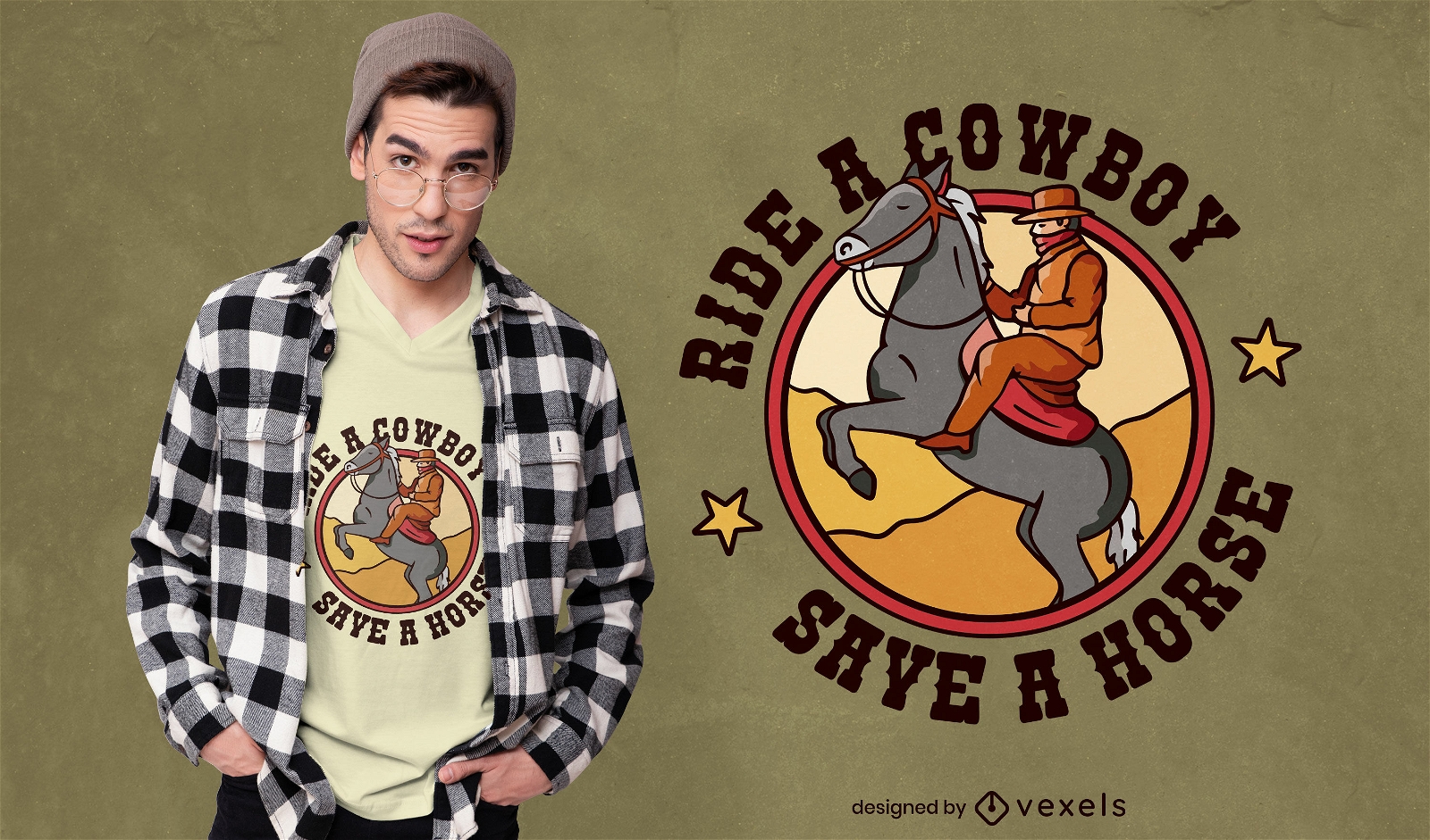 Lustiges Cowboy-T-Shirt-Design reiten