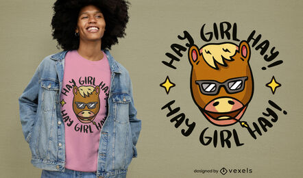 Design legal de t-shirt de cavalo feminino de feno
