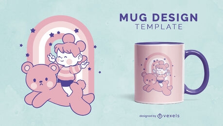 Child on bear animal cute mug design