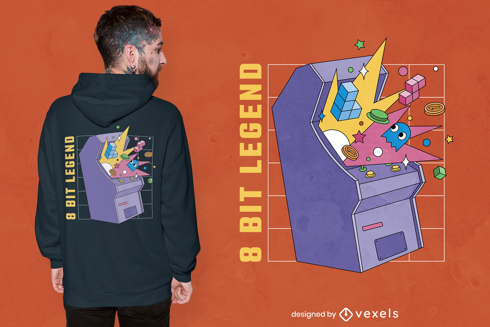 Genial diseño retro de camiseta de arcade