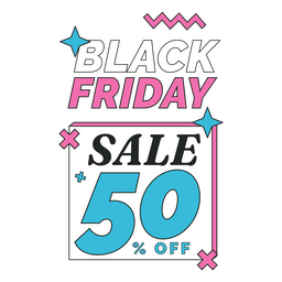 Retro Black Friday 50 % Sale-Abzeichen PNG-Design