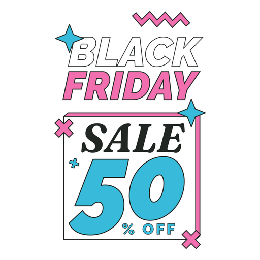 Emblema Retro Black Friday de 50% de promoção Desenho PNG