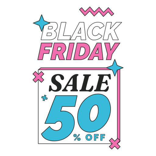 Retro Black Friday 50% Sale Badge PNG Design