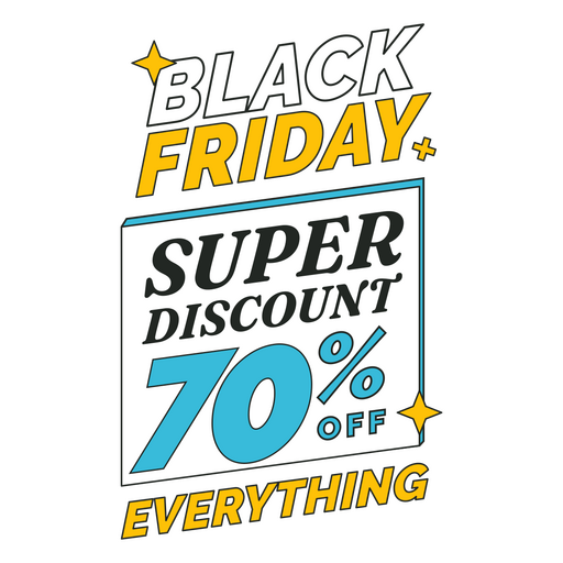 Retro Black Friday 70% Sale Badge PNG Design