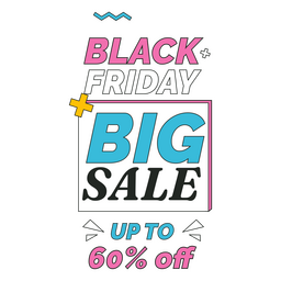 Retro Black Friday 60% Sale Badge PNG Design