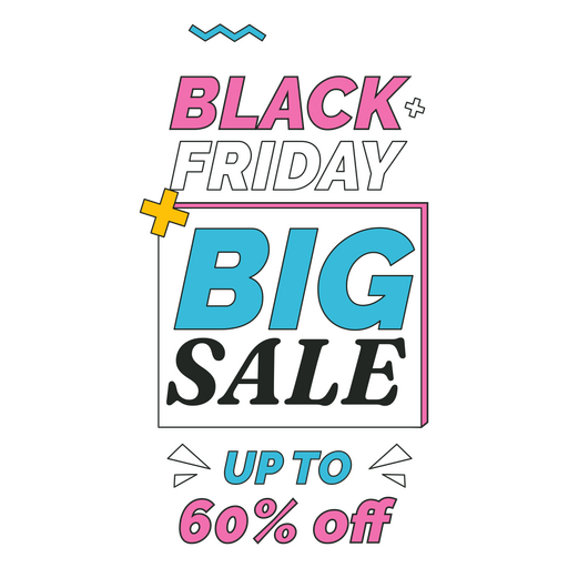 Emblema Retro Black Friday 60% Promoção Desenho PNG