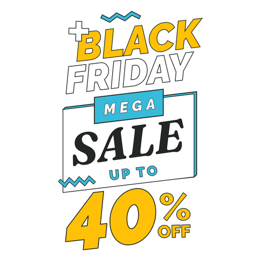 Emblema Retro Black Friday 40% Promoção Desenho PNG