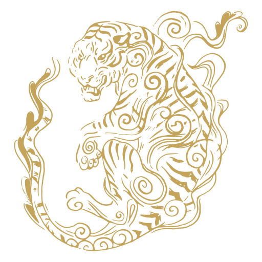 Dibujado a mano elemento tigre chino