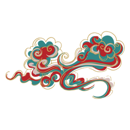 Pair of chinese clouds color stroke PNG Design