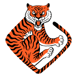 Tigre en elemento de trazo de color cuadrado Diseño PNG