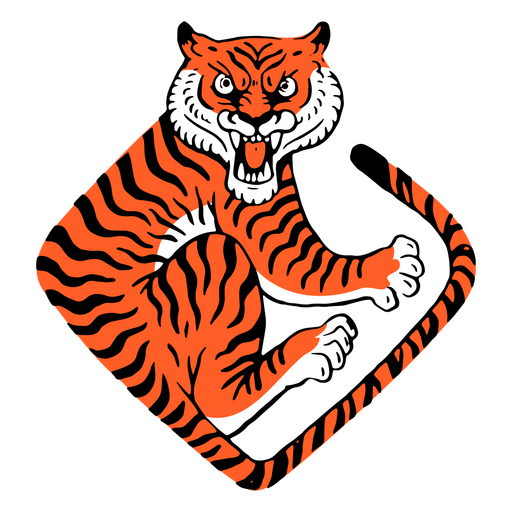 Tiger in square color stroke element