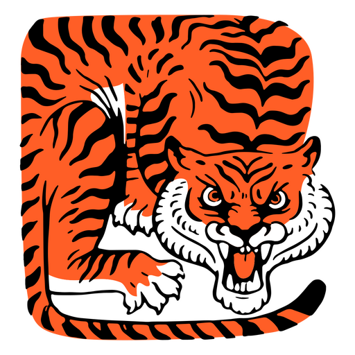 Elemento de trazo de color de tigre en forma Diseño PNG