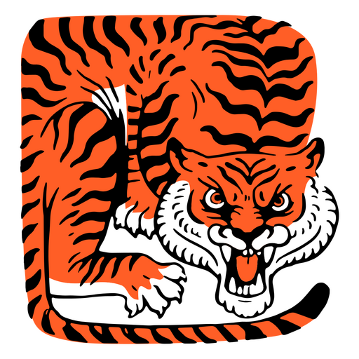 Tigre em elemento de traço de cor de forma Desenho PNG