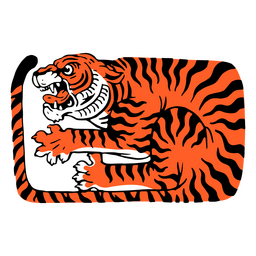 Tigre en elemento de trazo de color rectángulo Diseño PNG