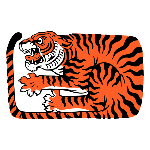 Tigre en elemento de trazo de color rectángulo Diseño PNG