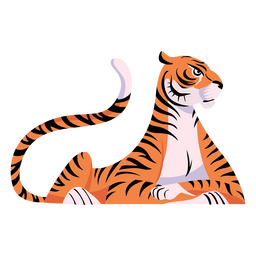Elemento semi plano de mentira de tigre Diseño PNG