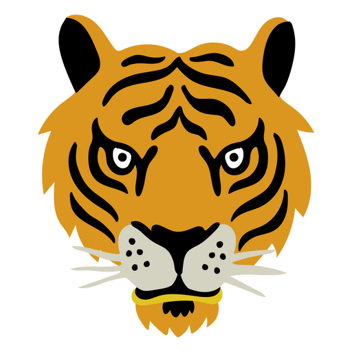 Elemento de cabeza frontal de tigre plano Diseño PNG